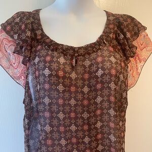 Sam & Max Brown and Red Patterned Blouse
